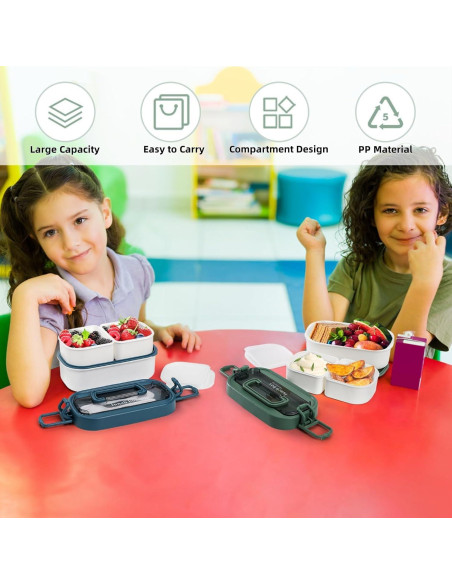 Juego de 3 Cajas Bento Apilables Covzoe - A prueba de Fugas