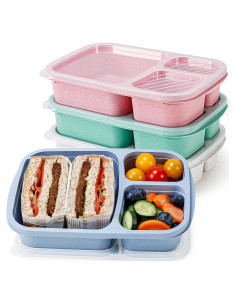 Contenedores de Almuerzo Caperci 4 Piezas 1000ml 3 Compartimentos