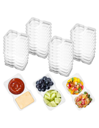 20 Contenedores de Snack Reutilizables VTM con Tapa Doble Compartimento