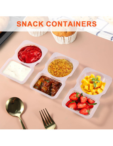 20 Contenedores de Snack Reutilizables VTM con Tapa Doble Compartimento