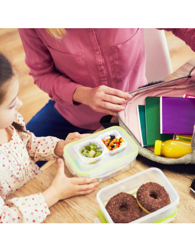 20 Contenedores de Snack Reutilizables VTM con Tapa Doble Compartimento