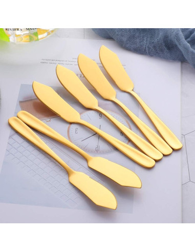 Set de 6 Cuchillos de Mantequilla Bisda Acero Inoxidable Dorado