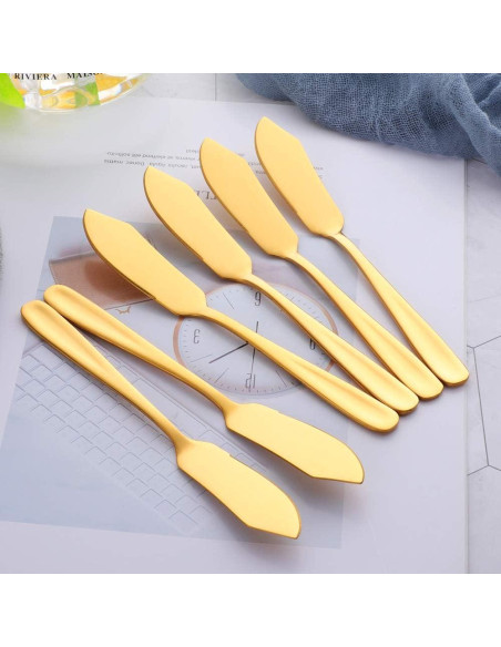 Set de 6 Cuchillos de Mantequilla Bisda Acero Inoxidable Dorado