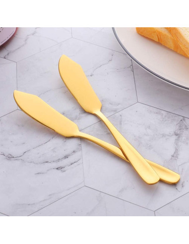 Set de 6 Cuchillos de Mantequilla Bisda Acero Inoxidable Dorado