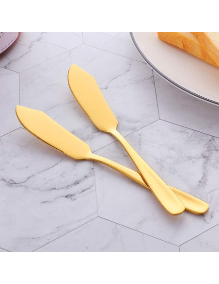 Set de 6 Cuchillos de Mantequilla Bisda Acero Inoxidable Dorado