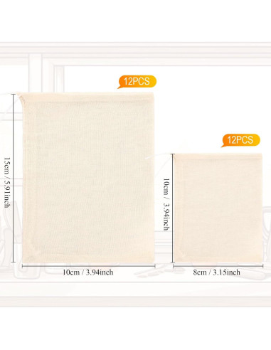 Bolsas de Muselina Reutilizables Boao 24 Pcs para Sopa y Té