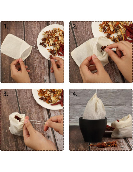 Bolsas de Muselina Reutilizables Boao 24 Pcs para Sopa y Té