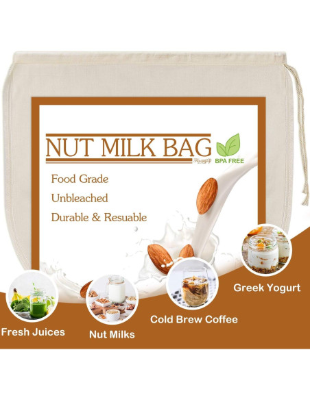 Bolsas para Leche de Nueces Fancymay 30.48cm 6 Pcs Algodón