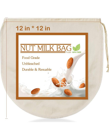 Bolsas para Leche de Nueces Fancymay 30.48cm 6 Pcs Algodón