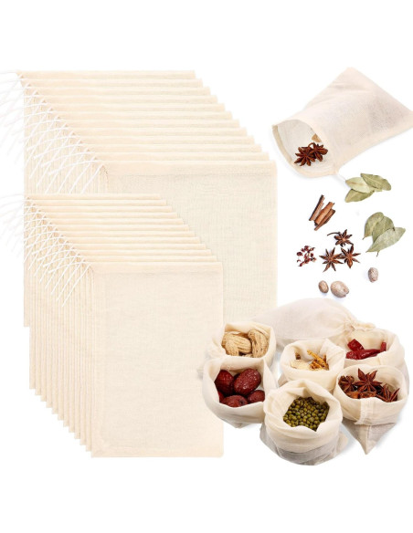 Bolsas de Muselina Reutilizables Boao 24 Pcs para Sopa y Té