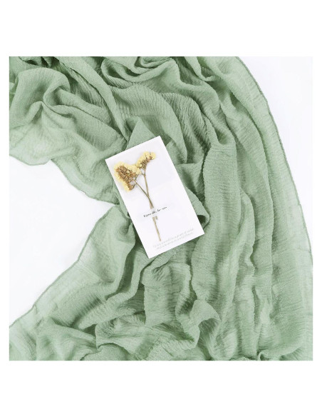 Caminito de Mesa Boho Sajoo Verde Salvia 89 x 305 cm Tela de Queso