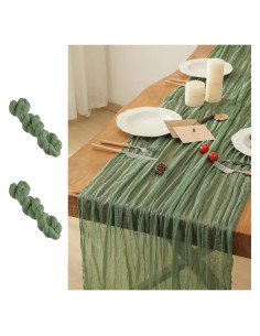 Corredor de Mesa de Gasa Verde Salvia Leetaltree 2 Piezas 89x305 cm