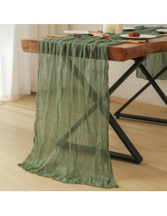 Corredor de Mesa de Gasa Verde Salvia Leetaltree 2 Piezas 89x305 cm 2