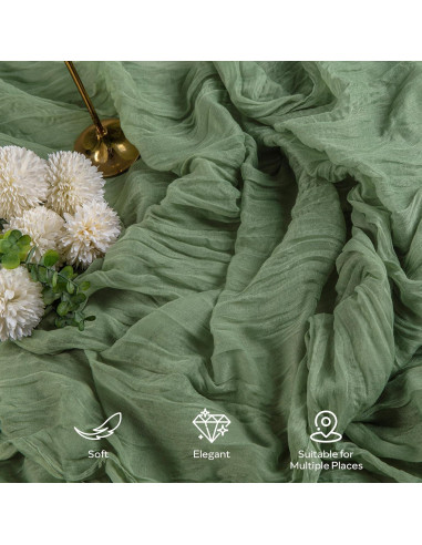 Corredor de Mesa de Gasa Verde Salvia Leetaltree 2 Piezas 89x305 cm