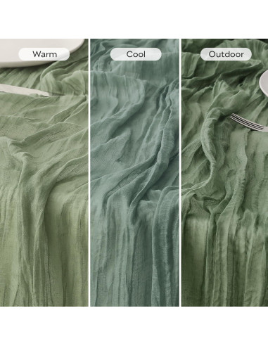 Corredor de Mesa de Gasa Verde Salvia Leetaltree 2 Piezas 89x305 cm