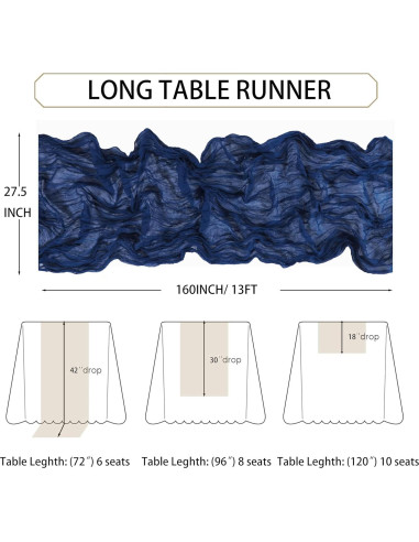 Caminito de Mesa de Gasa Azul Marino Snowkingdom 4.06m