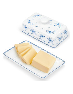 Plato de Mantequilla Cerámica Fangkuai con Tapa Floral Rosa
