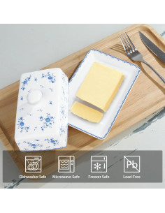 Plato de Mantequilla Cerámica Fangkuai con Tapa Floral Rosa 2