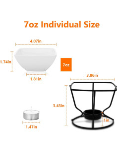 Set de 4 Calentadores de Mantequilla Luvan 7oz con 20 Velas 2