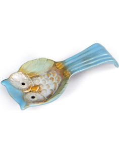 Soporte para cuchara de cerámica en forma de búho azul 24.4 cm 2