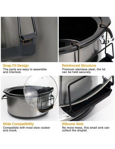 Soporte para Tapa de Olla Lenta SOPHICO Acero Inoxidable Negro