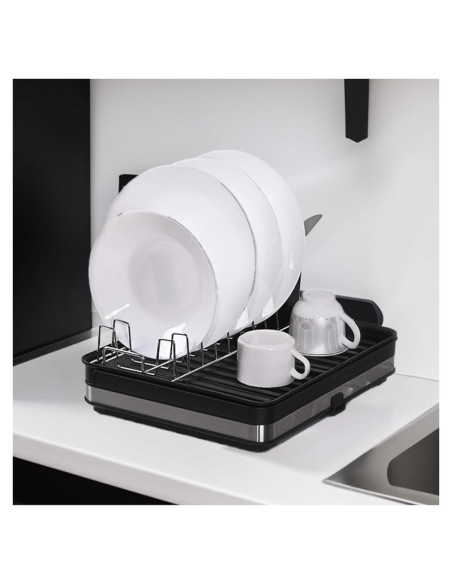 Estante Secado de Platos Vdomus Expandible de Aluminio Negro