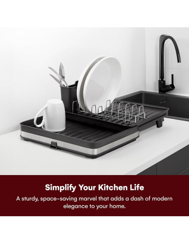 Estante Secado de Platos Vdomus Expandible de Aluminio Negro