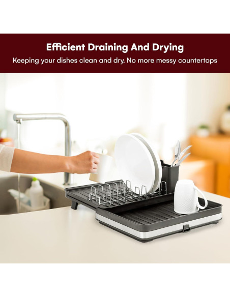 Estante Secado de Platos Vdomus Expandible de Aluminio Negro