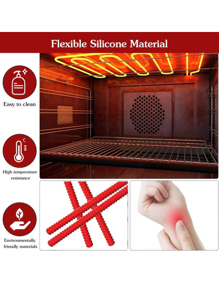 4 Protectores de Estante de Horno WJASI Silicona 34.3 cm Rojo 4 Protectores de Estante de Horno WJASI Silicona 34.3 cm Rojo