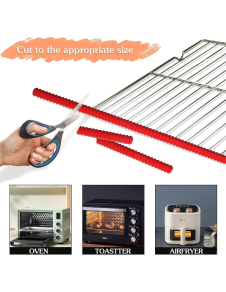 4 Protectores de Estante de Horno WJASI Silicona 34.3 cm Rojo 4 Protectores de Estante de Horno WJASI Silicona 34.3 cm Rojo