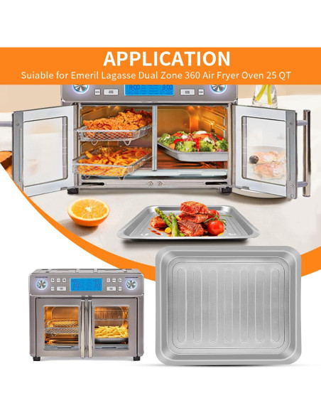 Bandeja de Acero Inoxidable para Freidora de Aire Emeril Lagasse 35.56x30.48 cm