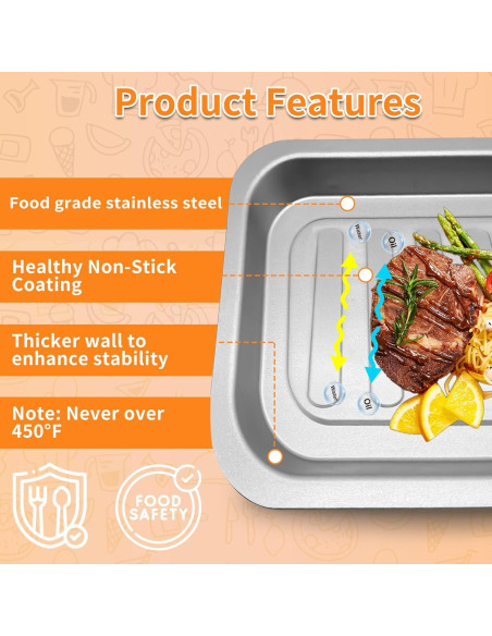 Bandeja de Acero Inoxidable para Freidora de Aire Emeril Lagasse 35.56x30.48 cm