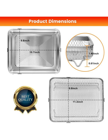 Canasta de Acero para Freidora de Aire Cuisinart TOA-28 27.18x24.89cm