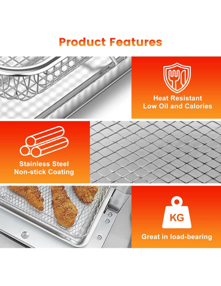 Canasta de Acero para Freidora de Aire Cuisinart TOA-28 27.18x24.89cm