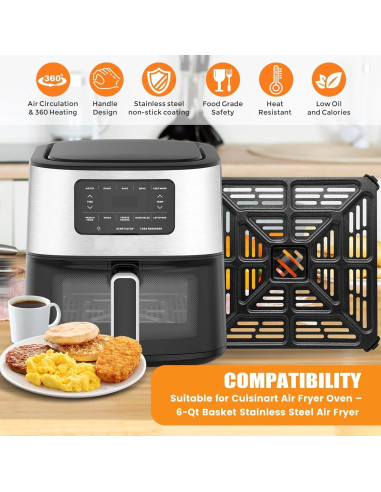 Bandeja de Acero Inoxidable para Horno de Aire Cuisinart 6QT