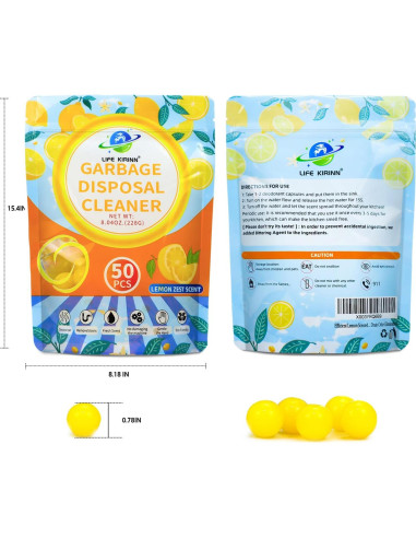 Ambientador para triturador de basura LIFE KIRINN 50 gotas limón