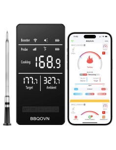 Termómetro de Carne Inalámbrico BBQOVN Sub-1G Negro Pequeño