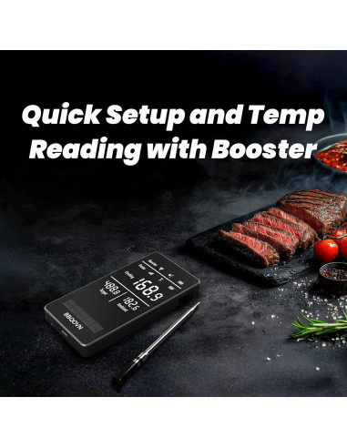 Termómetro de Carne Inalámbrico BBQOVN Sub-1G Negro Pequeño