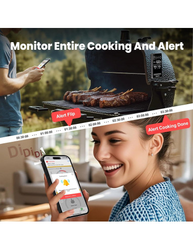 Termómetro de Carne Inalámbrico BBQOVN Sub-1G Negro Pequeño