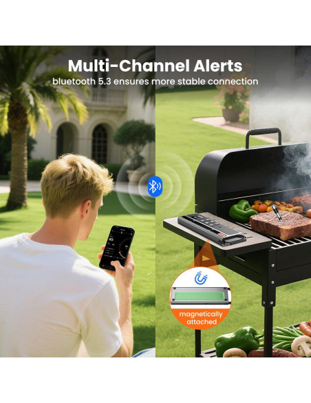 Termómetro de Carne Inalámbrico ajgvq Bluetooth 5.3 800ft
