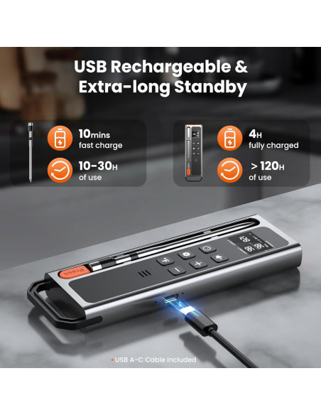 Termómetro de Carne Inalámbrico ajgvq Bluetooth 5.3 800ft