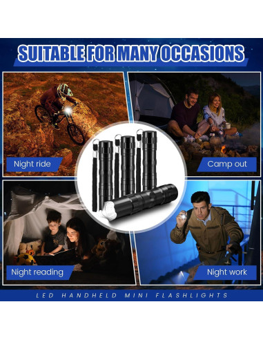 36 Mini Linternas LED Aluminio Tujoe Negras para Emergencias
