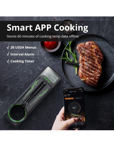 Termómetro de Carne Inalámbrico CharMeter con Sonda Ultra Fina