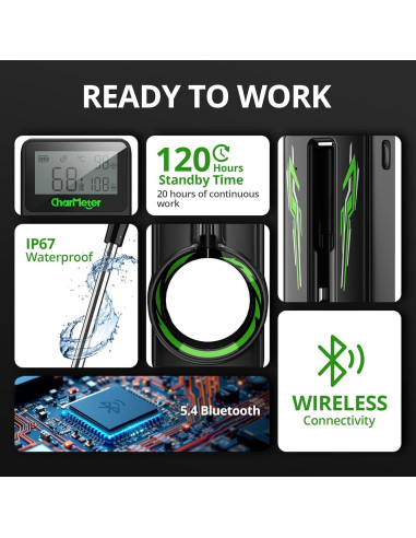 Termómetro de Carne Inalámbrico CharMeter con Sonda Ultra Fina