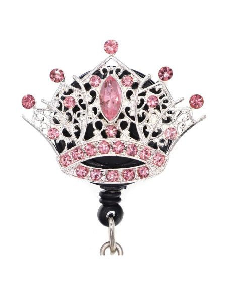 Portatarjetas retráctil BADGE REEL con corona de strass Portatarjetas retráctil BADGE REEL con corona de strass