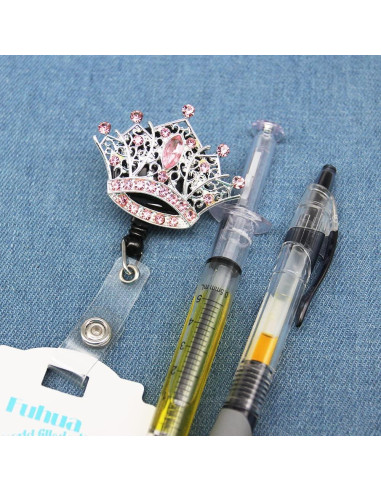 Portatarjetas retráctil BADGE REEL con corona de strass