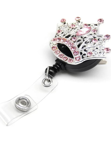 Portatarjetas retráctil BADGE REEL con corona de strass