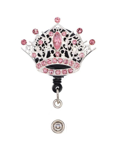 Portatarjetas retráctil BADGE REEL con corona de strass