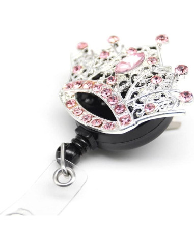 Portatarjetas retráctil BADGE REEL con corona de strass