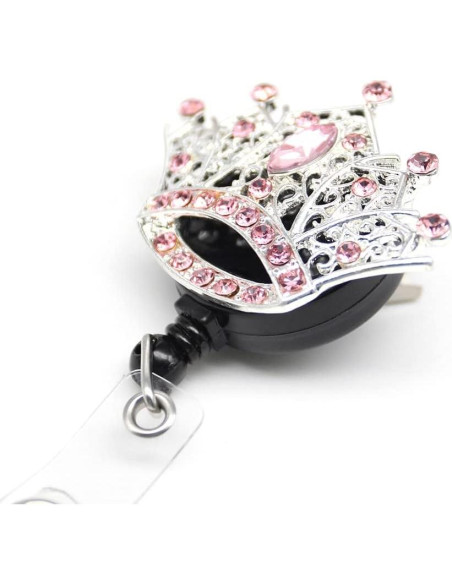 Portatarjetas retráctil BADGE REEL con corona de strass Portatarjetas retráctil BADGE REEL con corona de strass